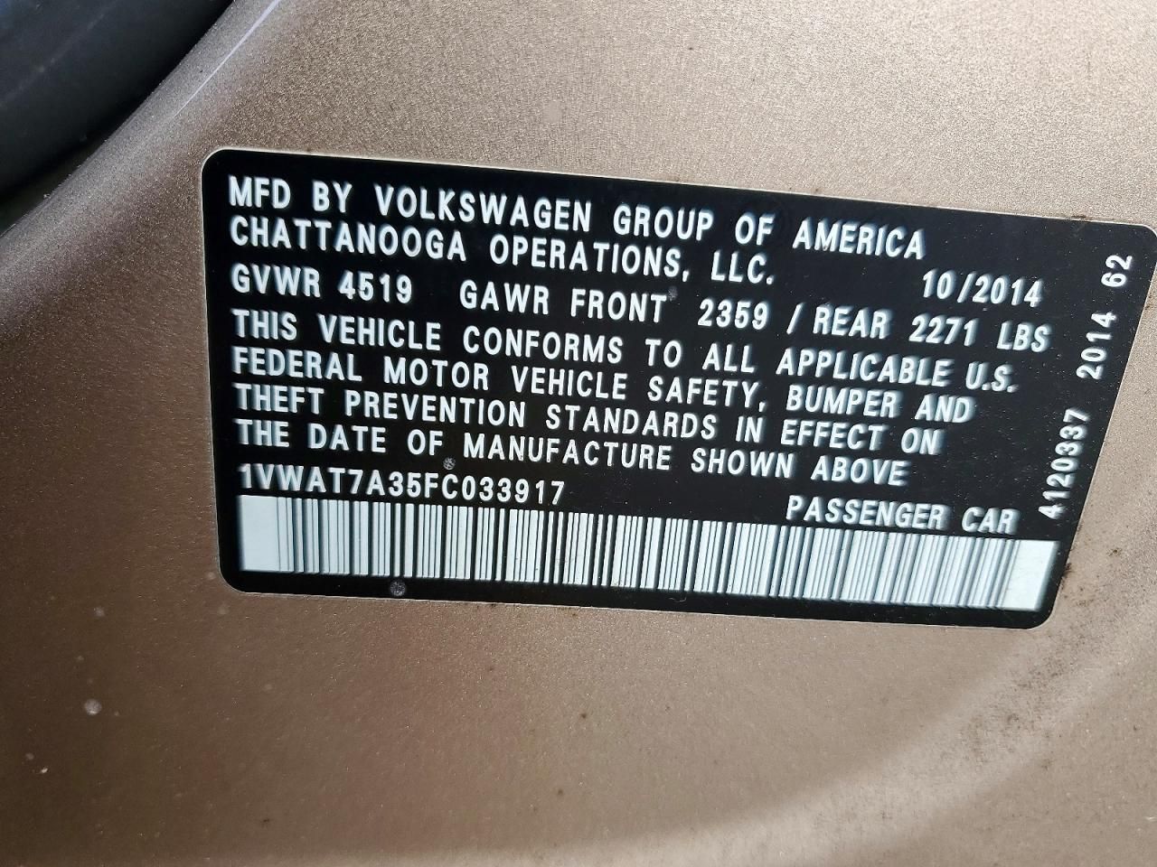 2015 Volkswagen Passat s