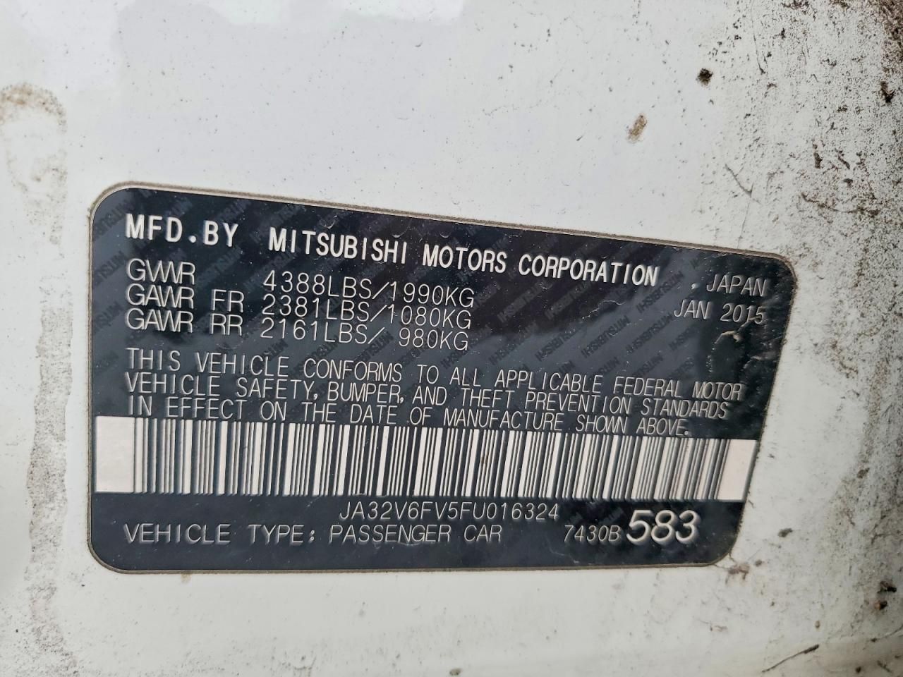 2015 Mitsubishi Lancer Ralliart