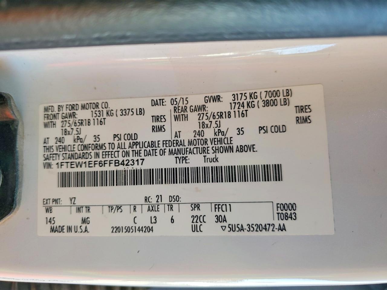 2015 Ford F150 Supercrew