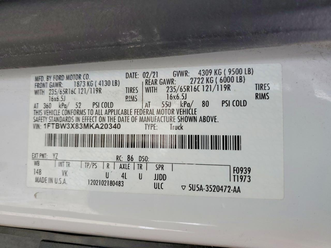 2021 Ford Transit T-350 Delivery Van