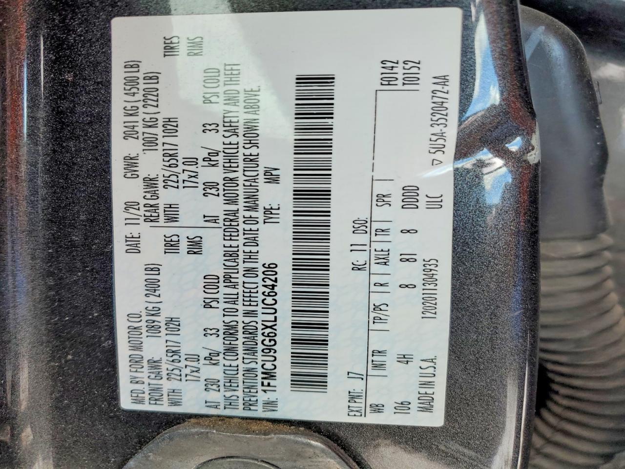 2020 Ford Escape se