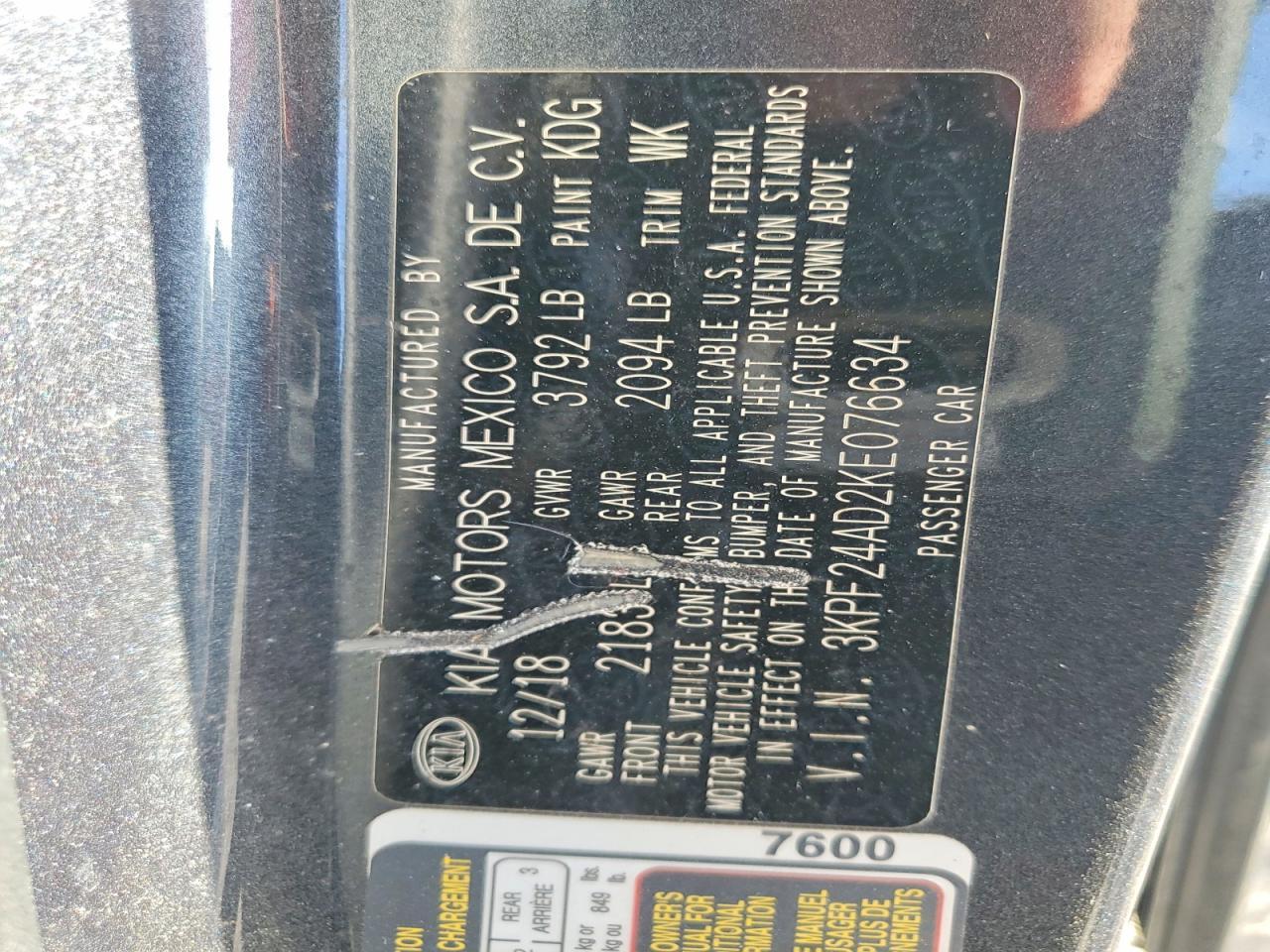 2019 KIA Forte fe