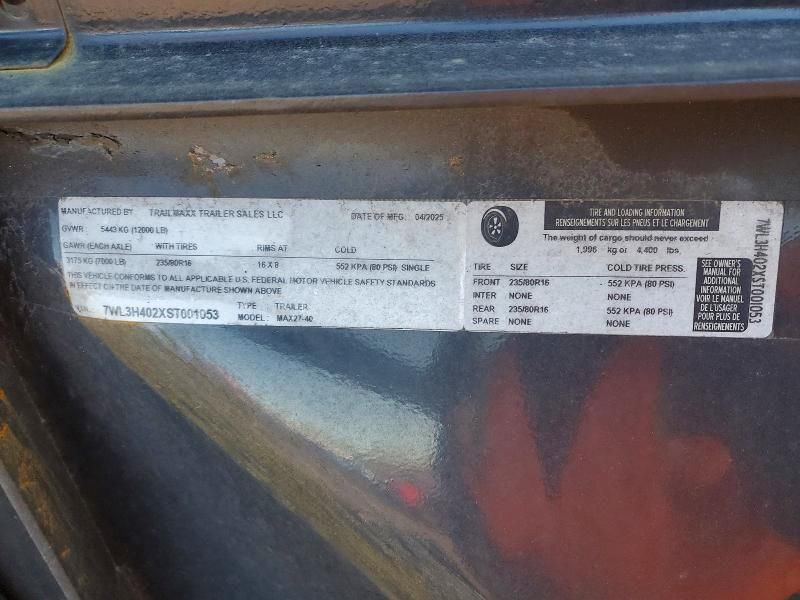 2025 Trail Maxx Max27-40 Equipment Trailer