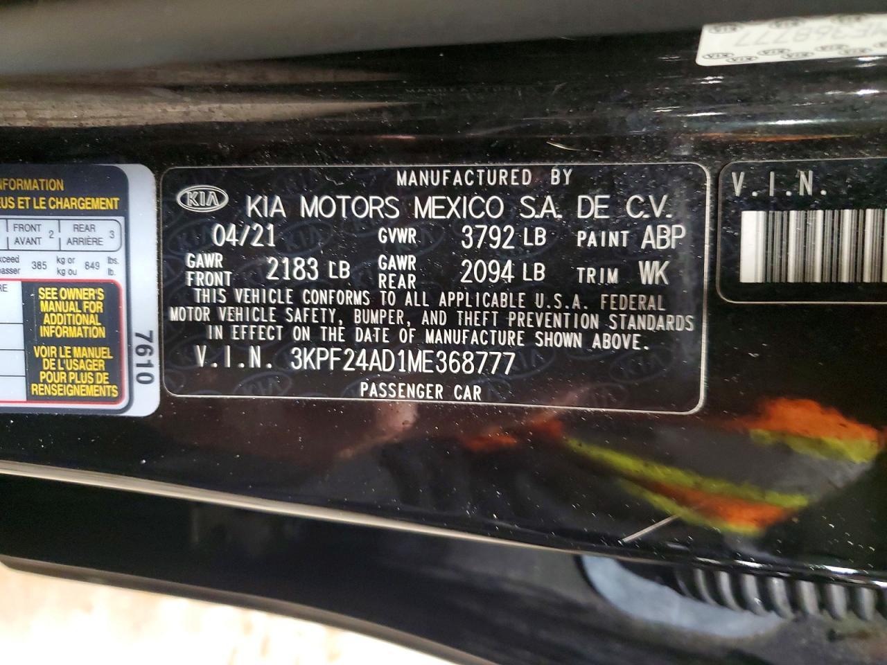 2021 KIA Forte fe