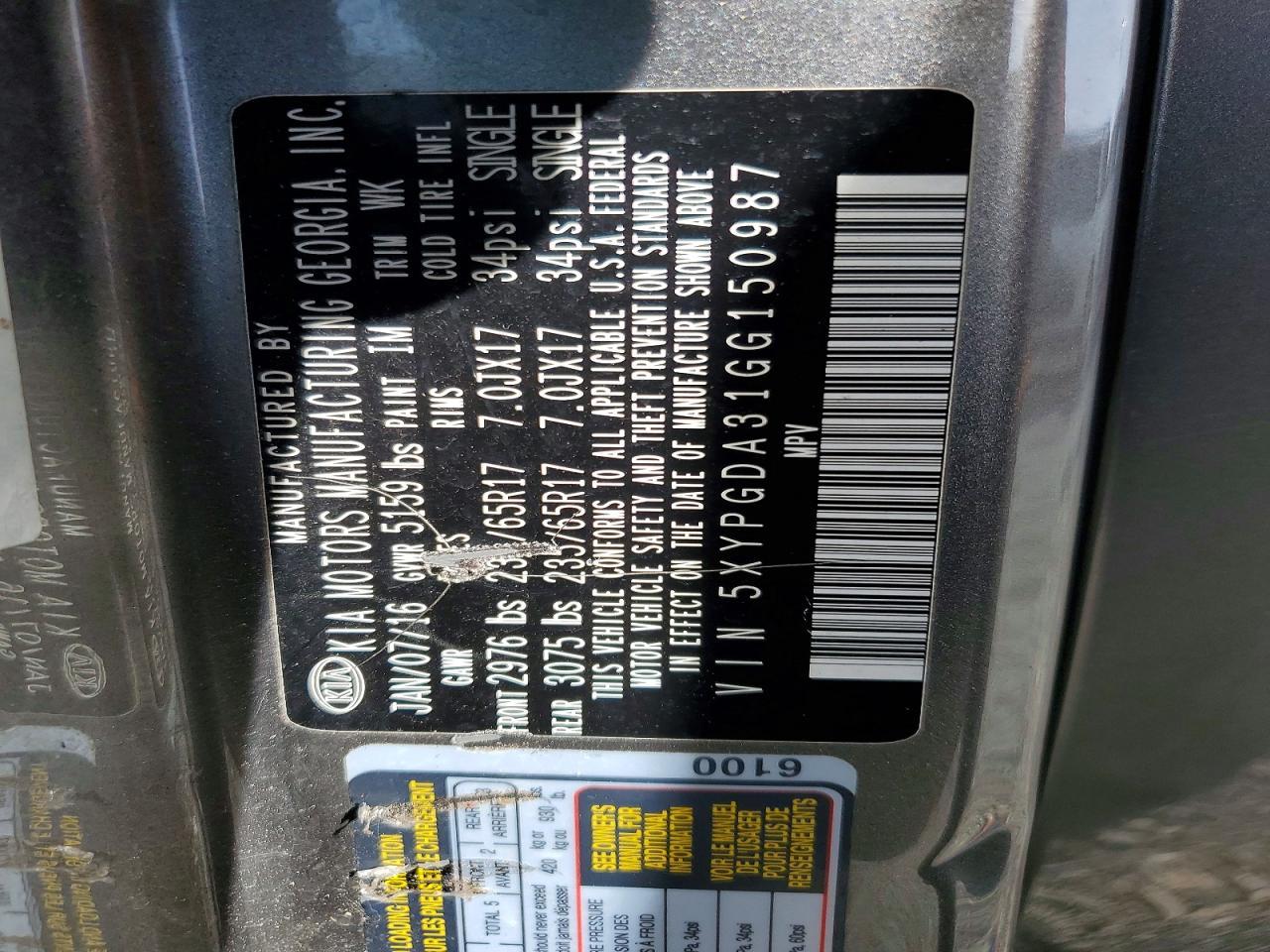 2016 KIA Sorento lx
