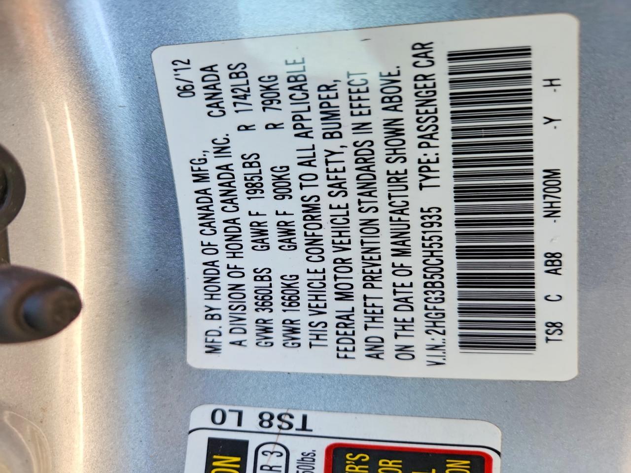 2012 Honda Civic lx