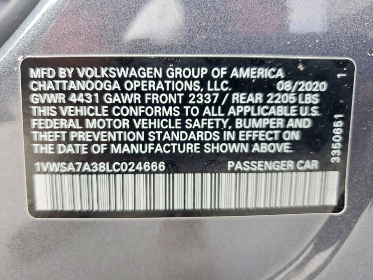 2020 Volkswagen Passat se