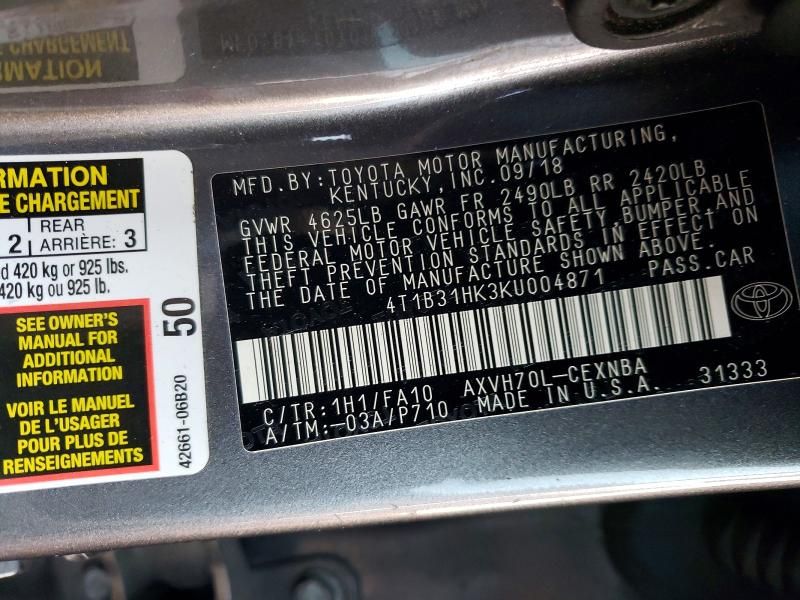 2019 Toyota Camry le