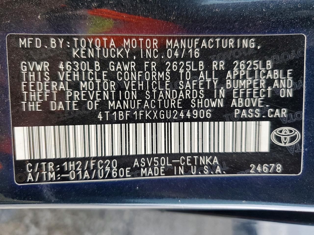 2016 Toyota Camry le
