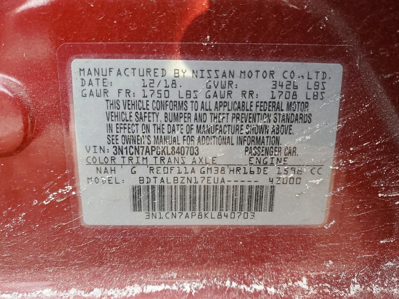 2019 Nissan Versa sv