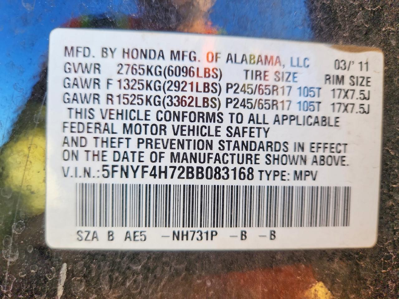 2011 Honda Pilot Exln
