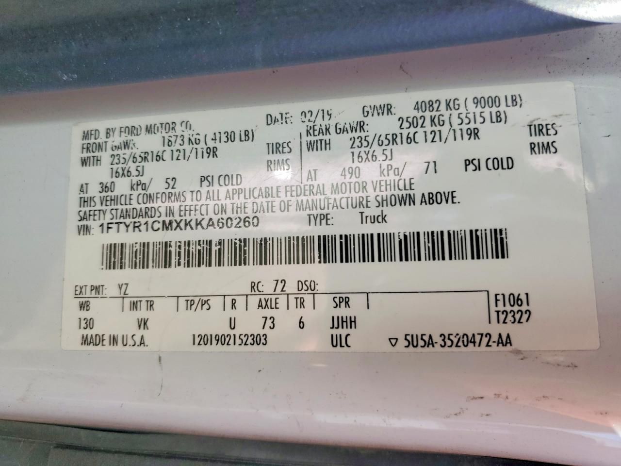 2019 Ford Transit 250 Delivery Van