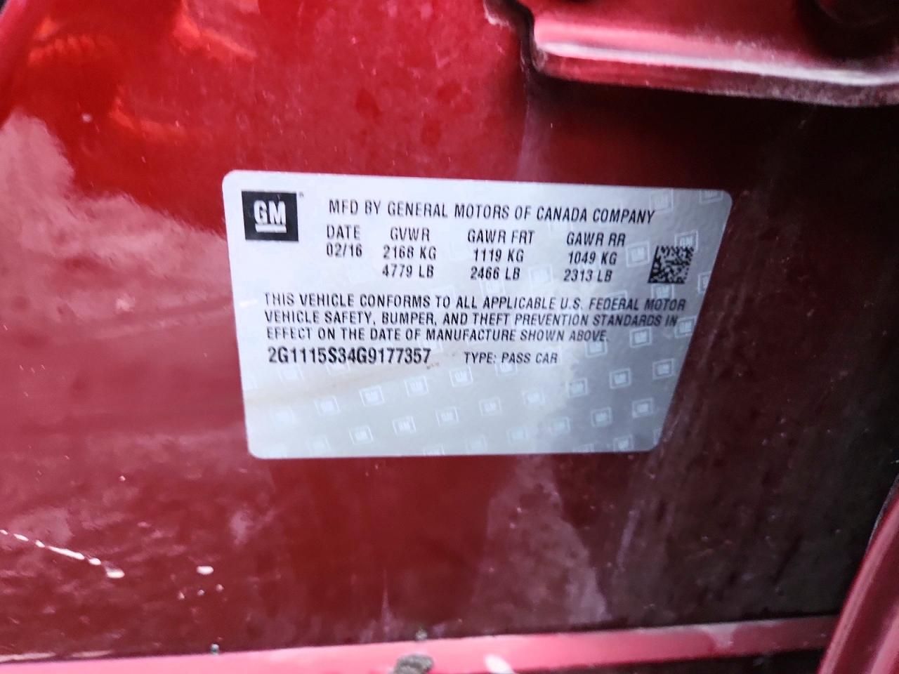 2016 Chevrolet Impala lt