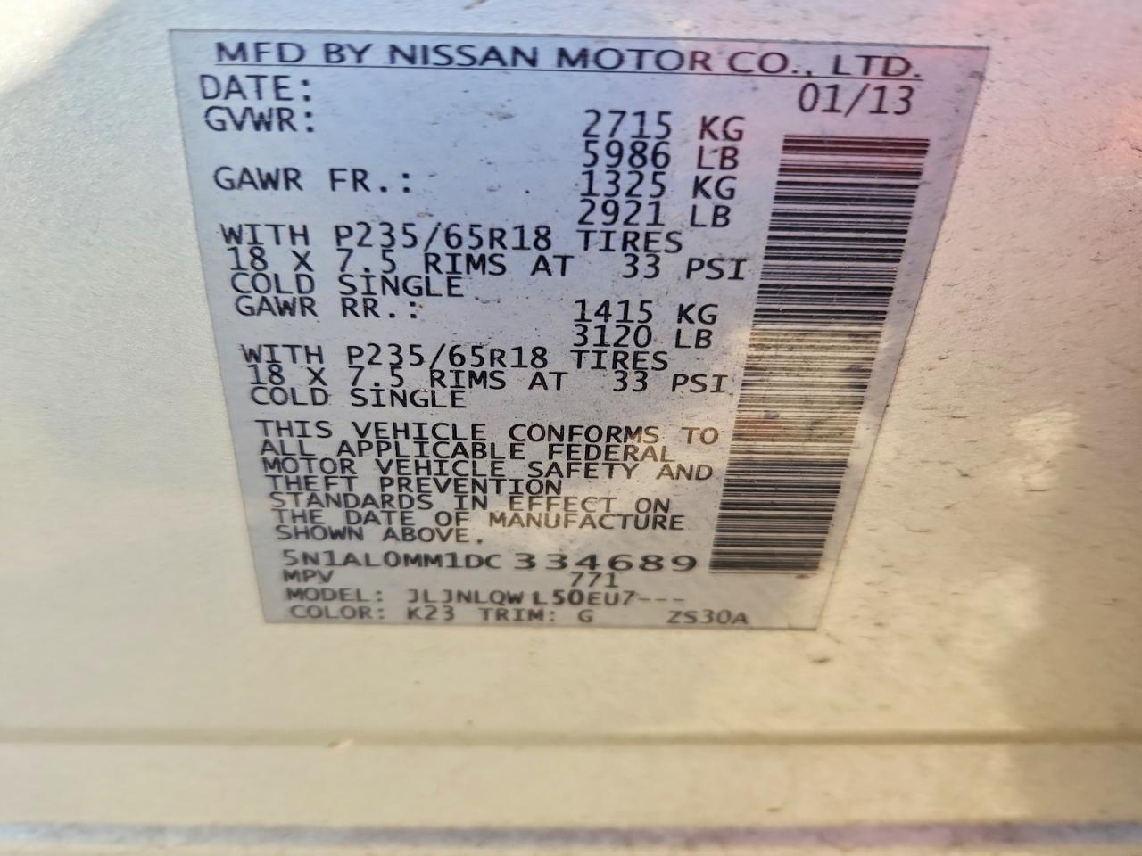 2013 Infiniti Jx35