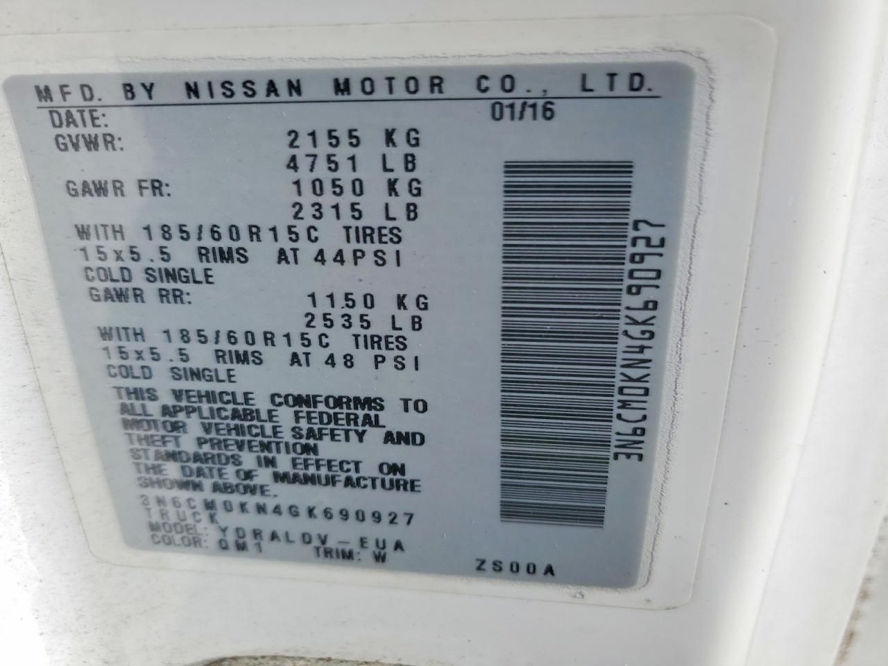 2016 Nissan Nv200 2.5s