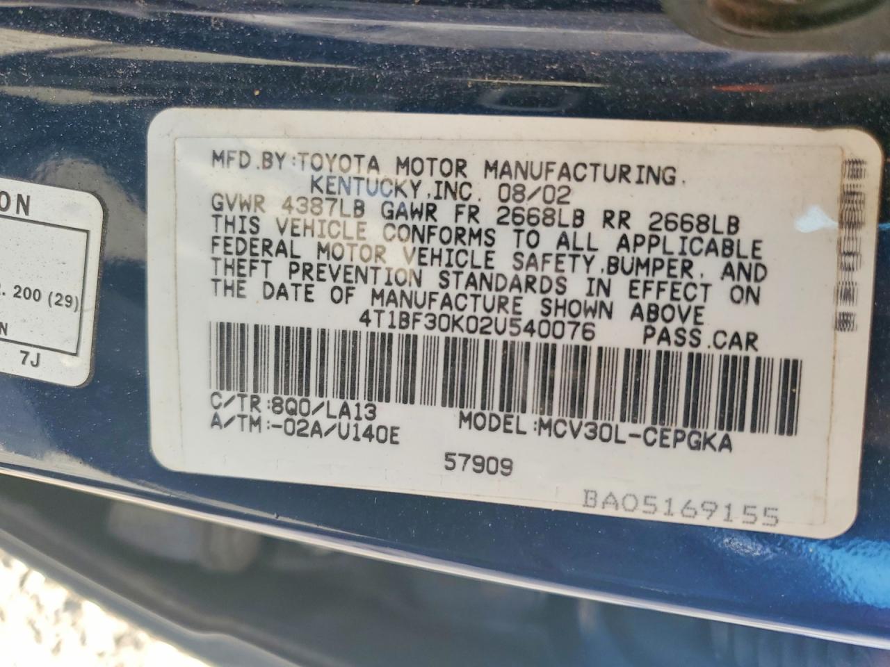 2002 Toyota Camry le