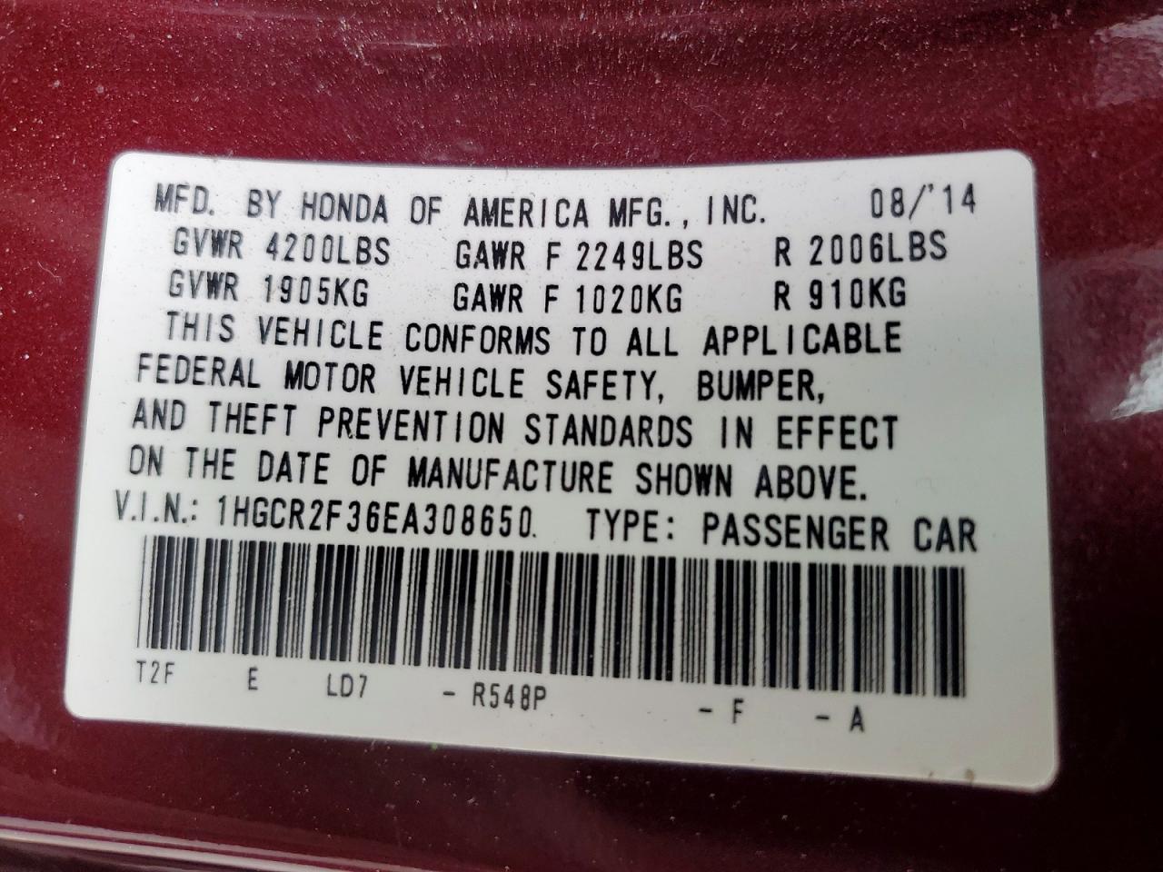 2014 Honda Accord lx