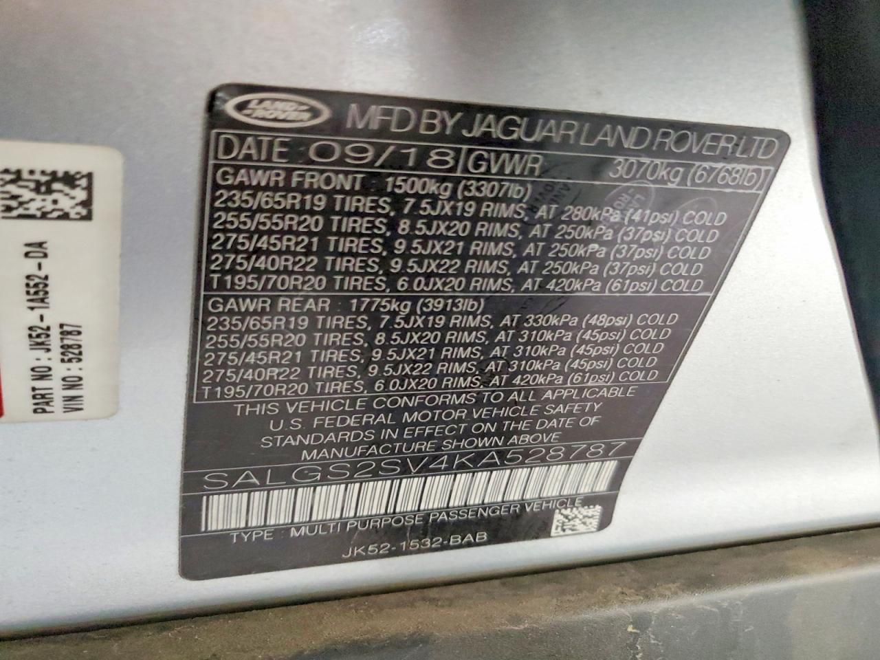 2019 Land Rover Range Rover hse