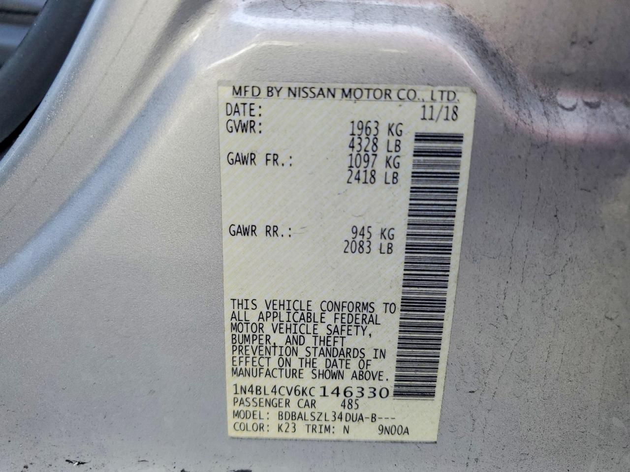 2019 Nissan Altima sr