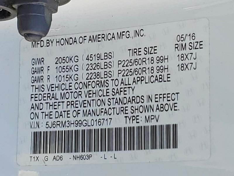 2016 Honda Cr-v Touring