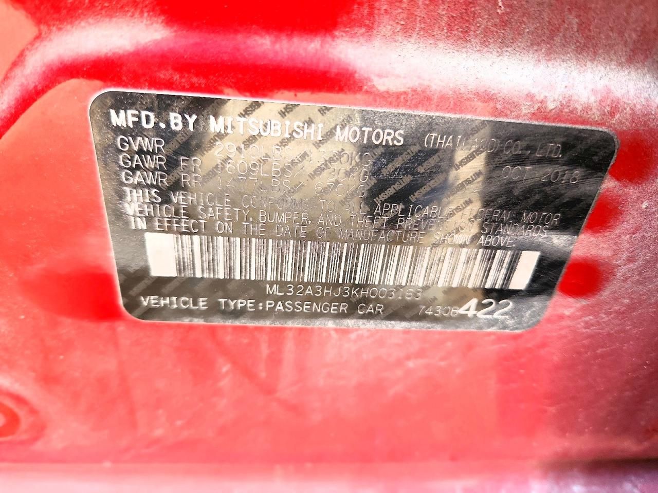 2019 Mitsubishi Mirage es