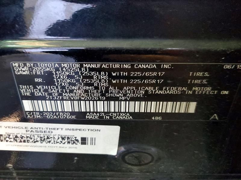 2015 Toyota Rav4 le