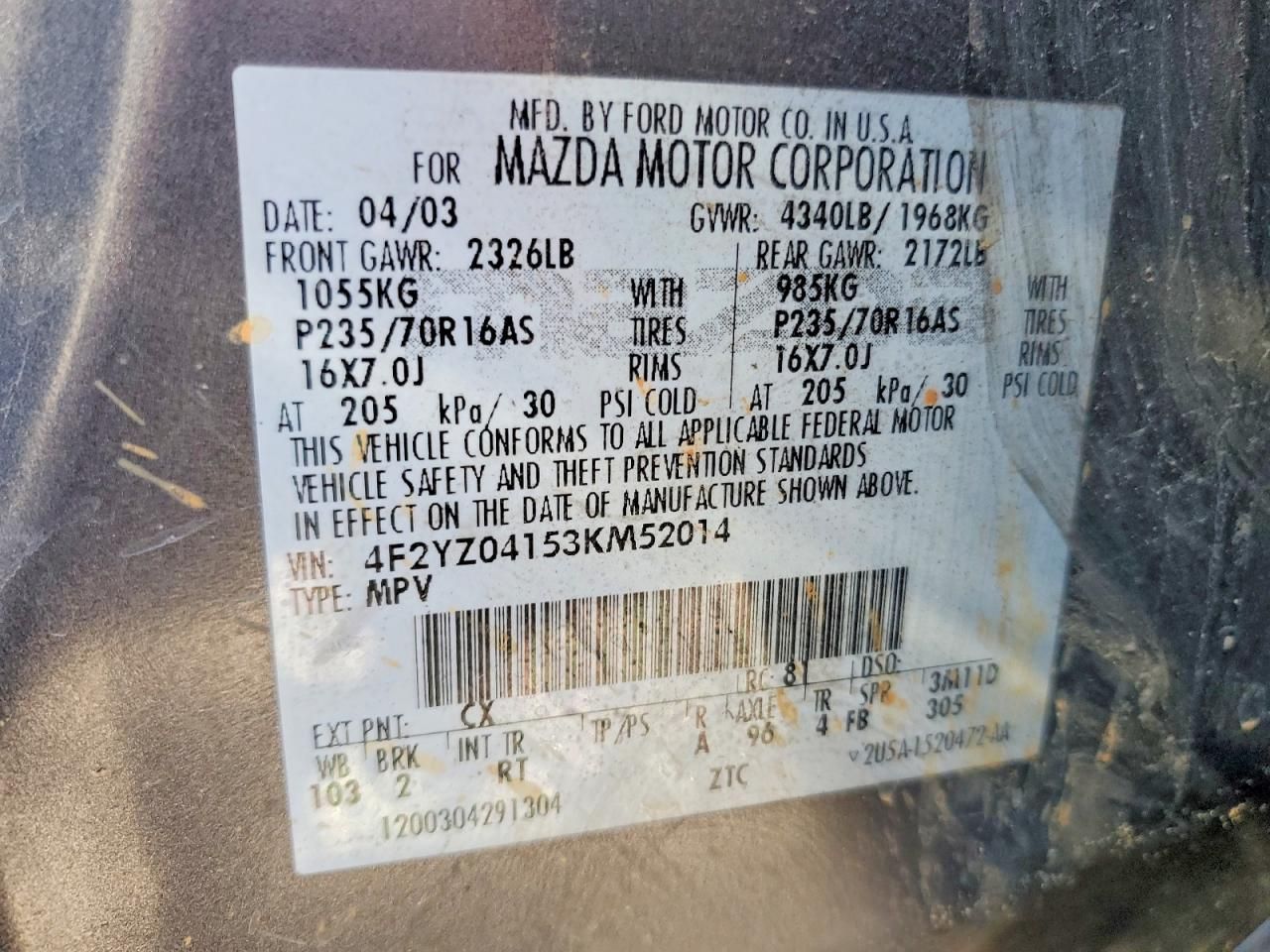 2003 Mazda Tribute lx