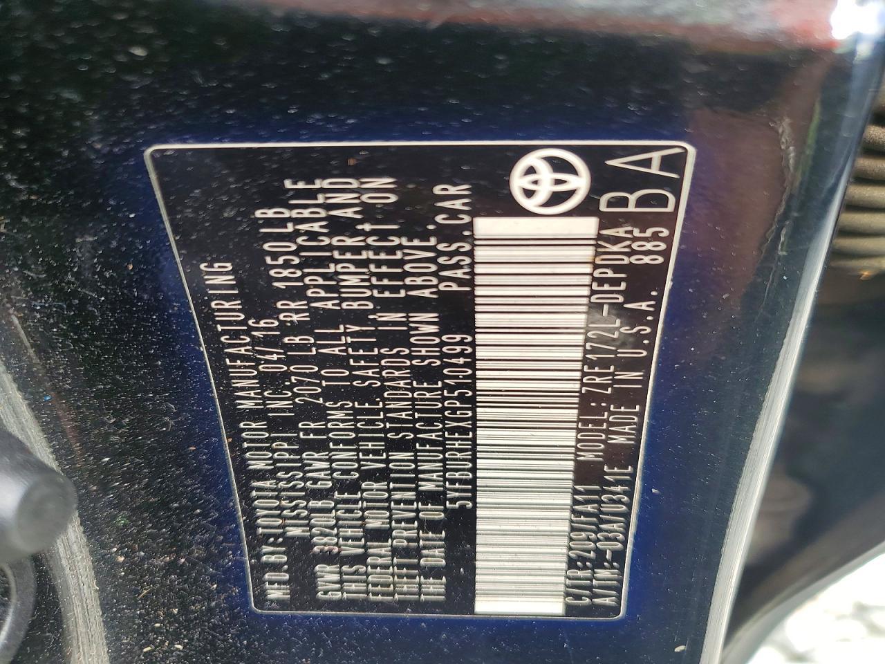 2016 Toyota Corolla l