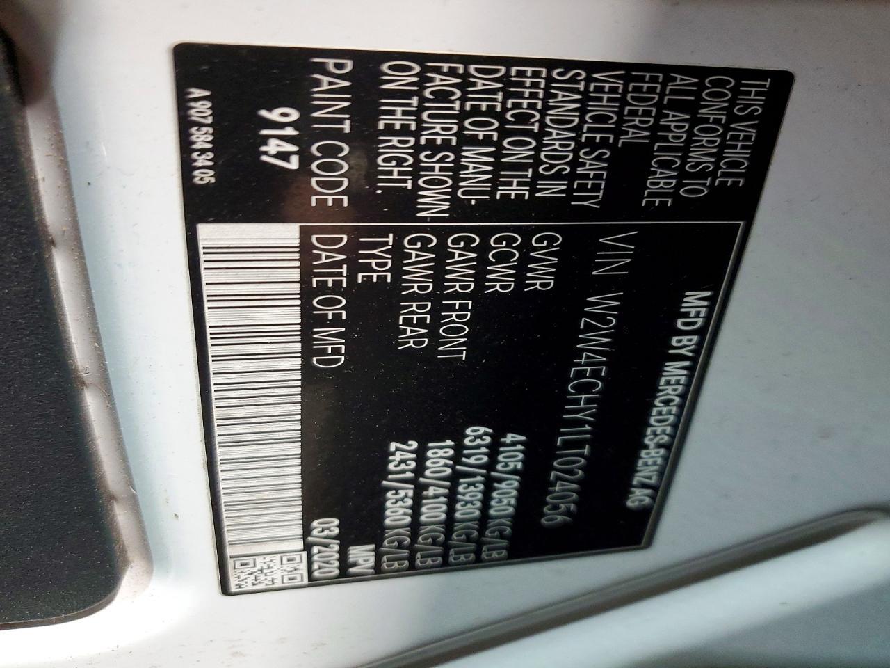 2020 Freigliner 2020 Freightliner Sprinter 2500 Delivery Van