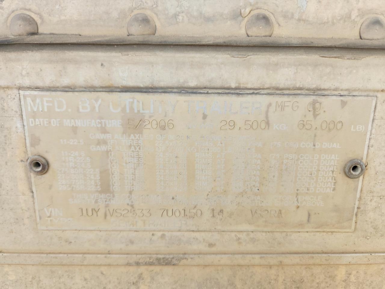 2007 Utility VS2RA Refrigerated Van Trailer