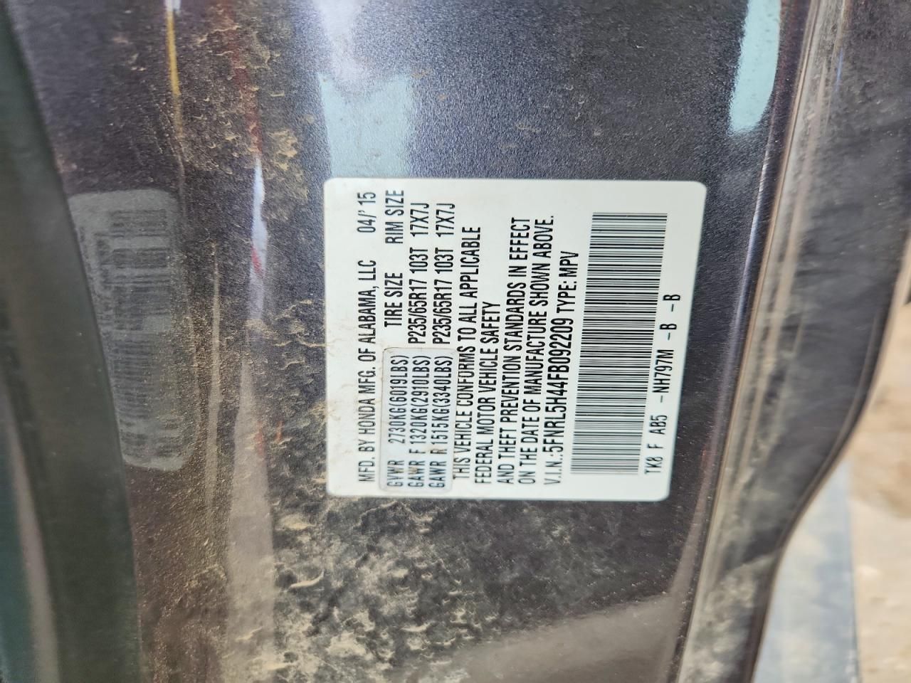 2015 Honda Odyssey ex