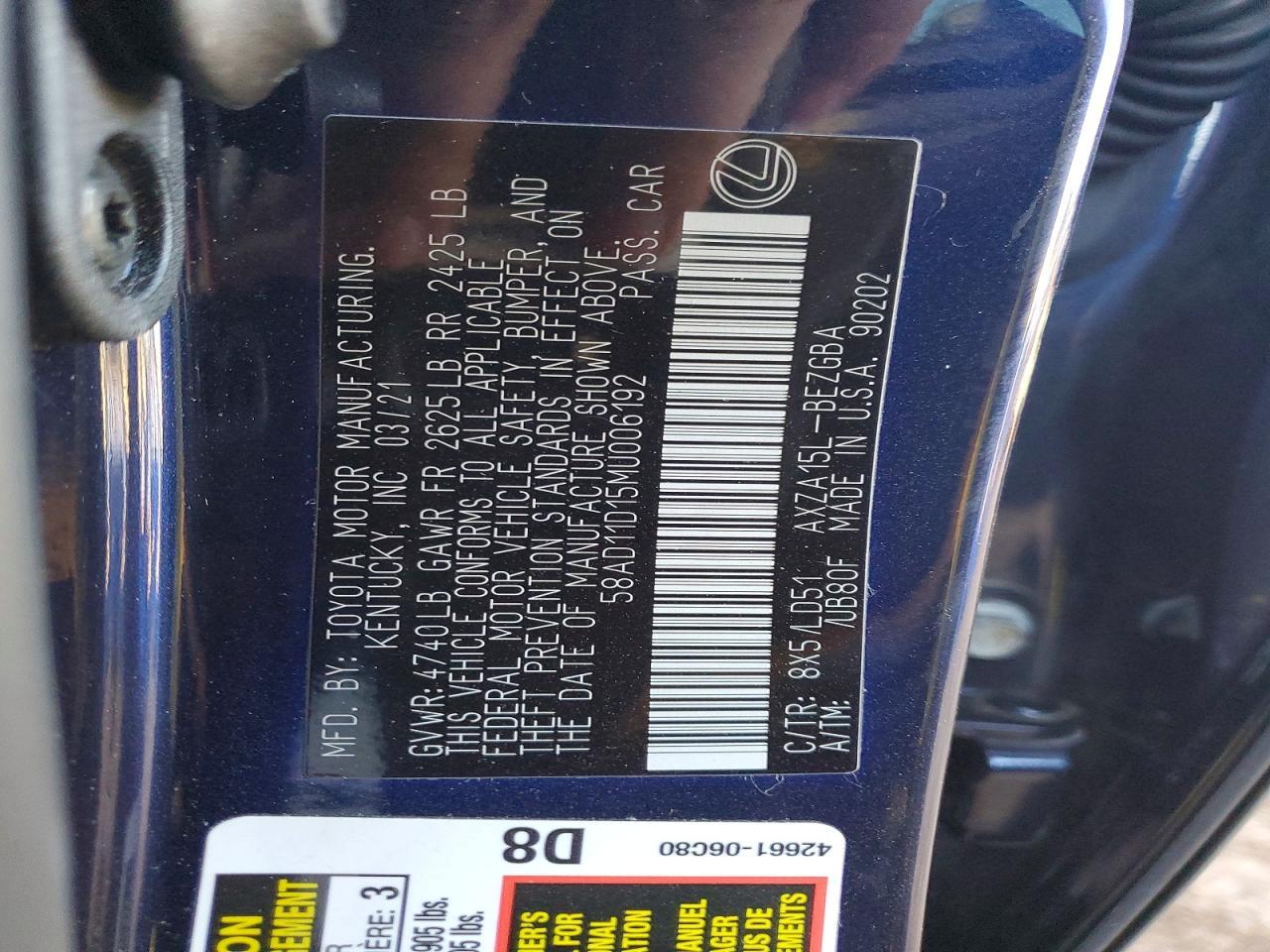 2021 Lexus Es 250 Base