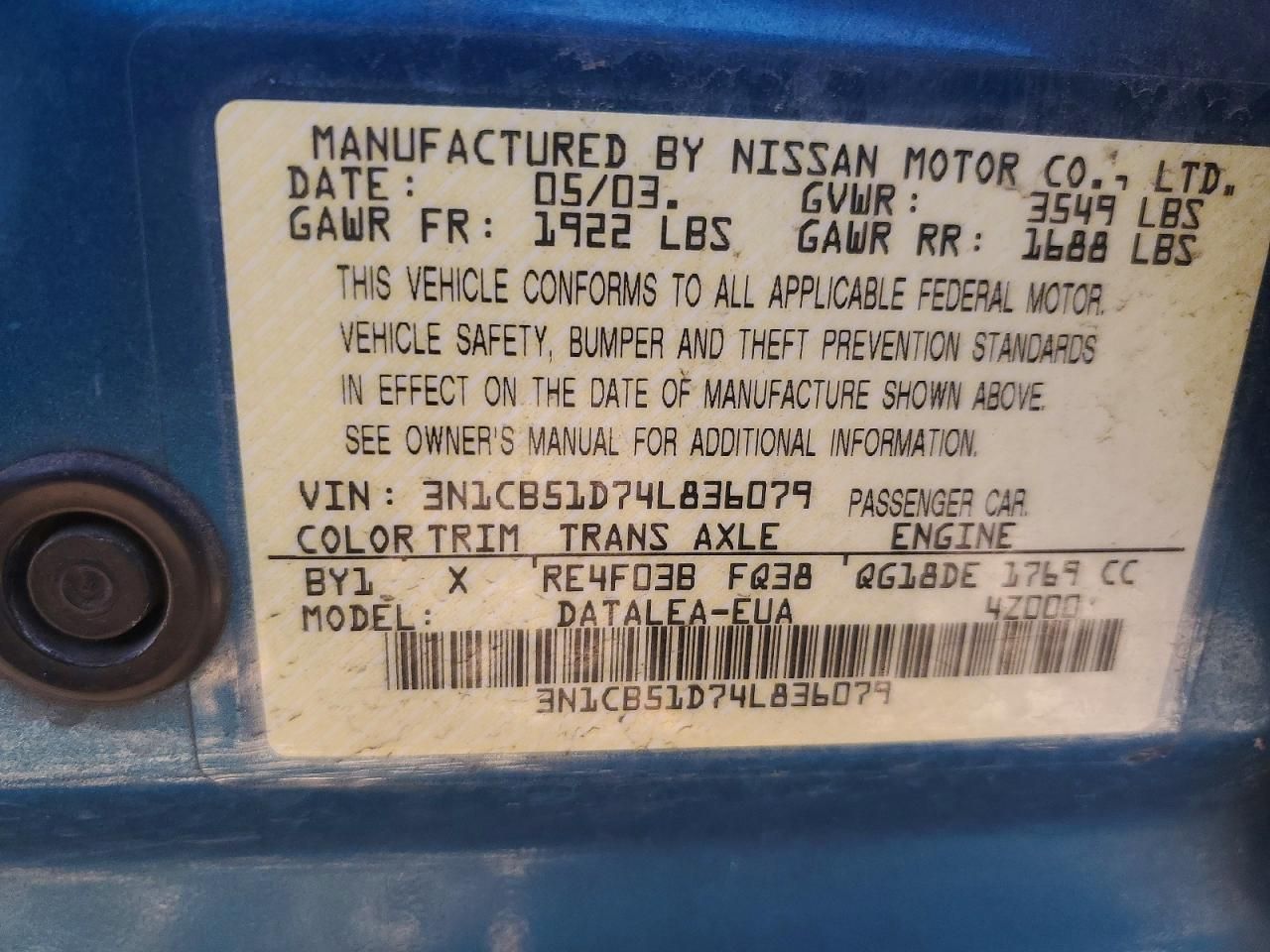 2004 Nissan Sentra 1.8