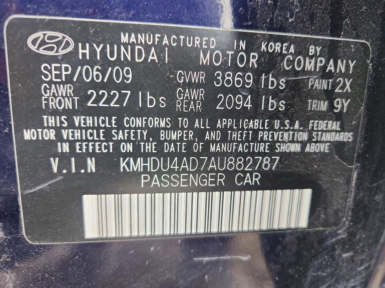 2010 Hyundai Elantra Blue