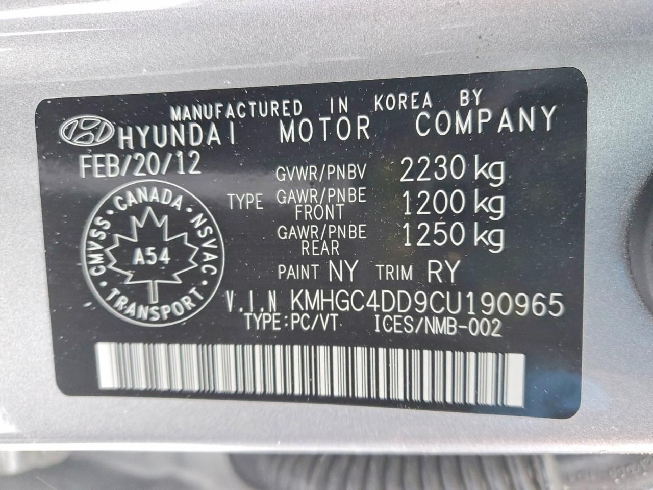 2012 Hyundai Genesis 3.8l