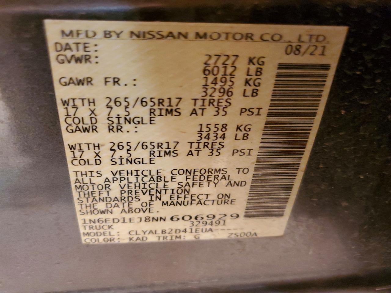 2022 Niss Frontier s