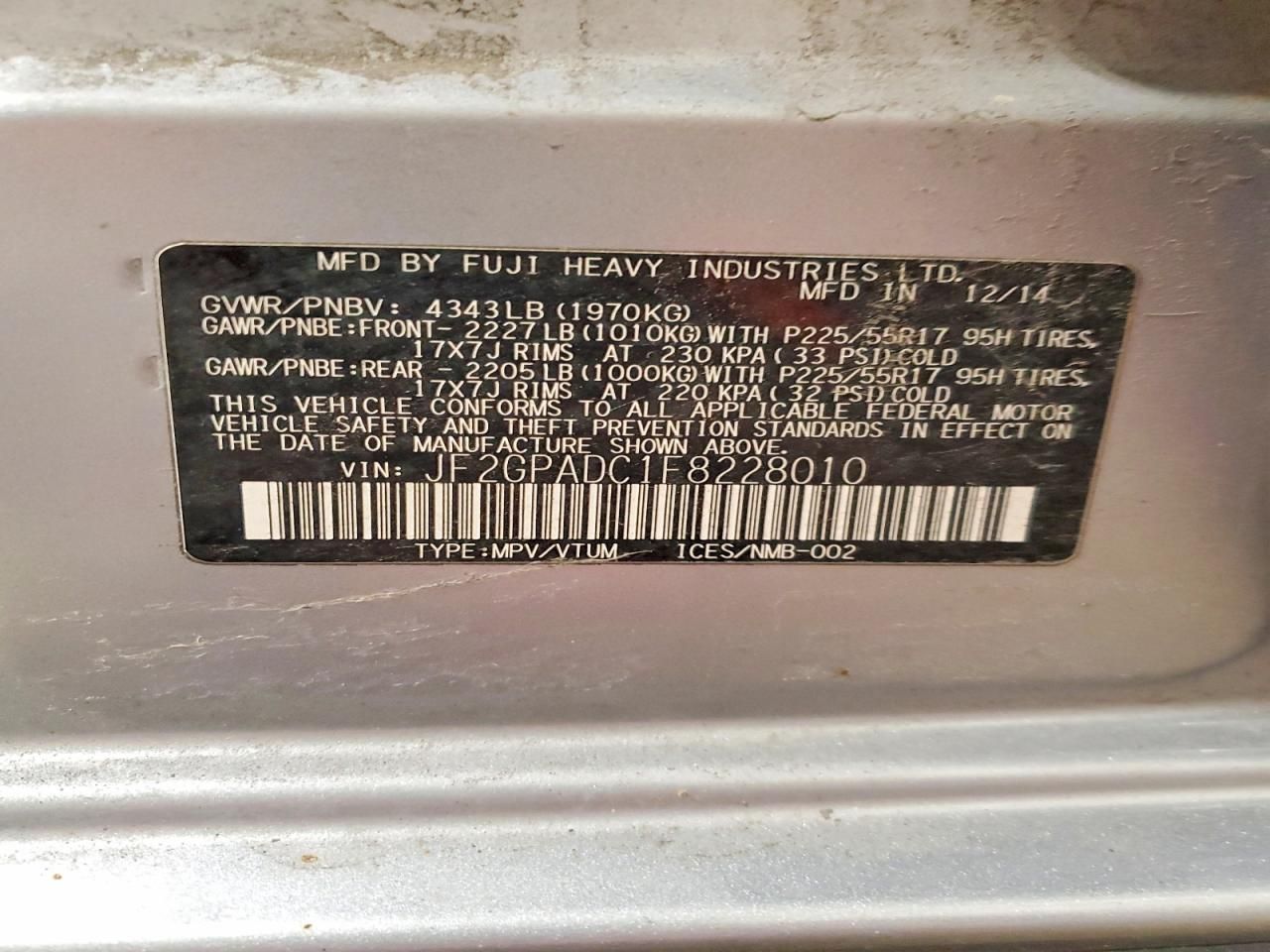 2015 Subaru Xv Crosstrek 2.0 Premium