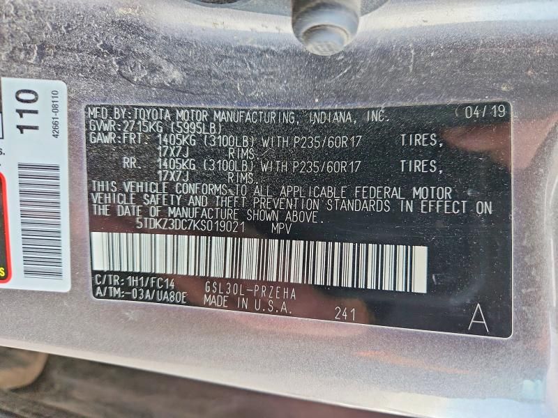 2019 Toyota Sienna le