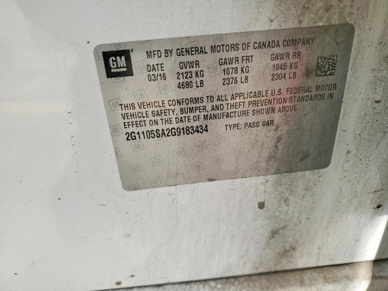 2016 Chevrolet Impala lt