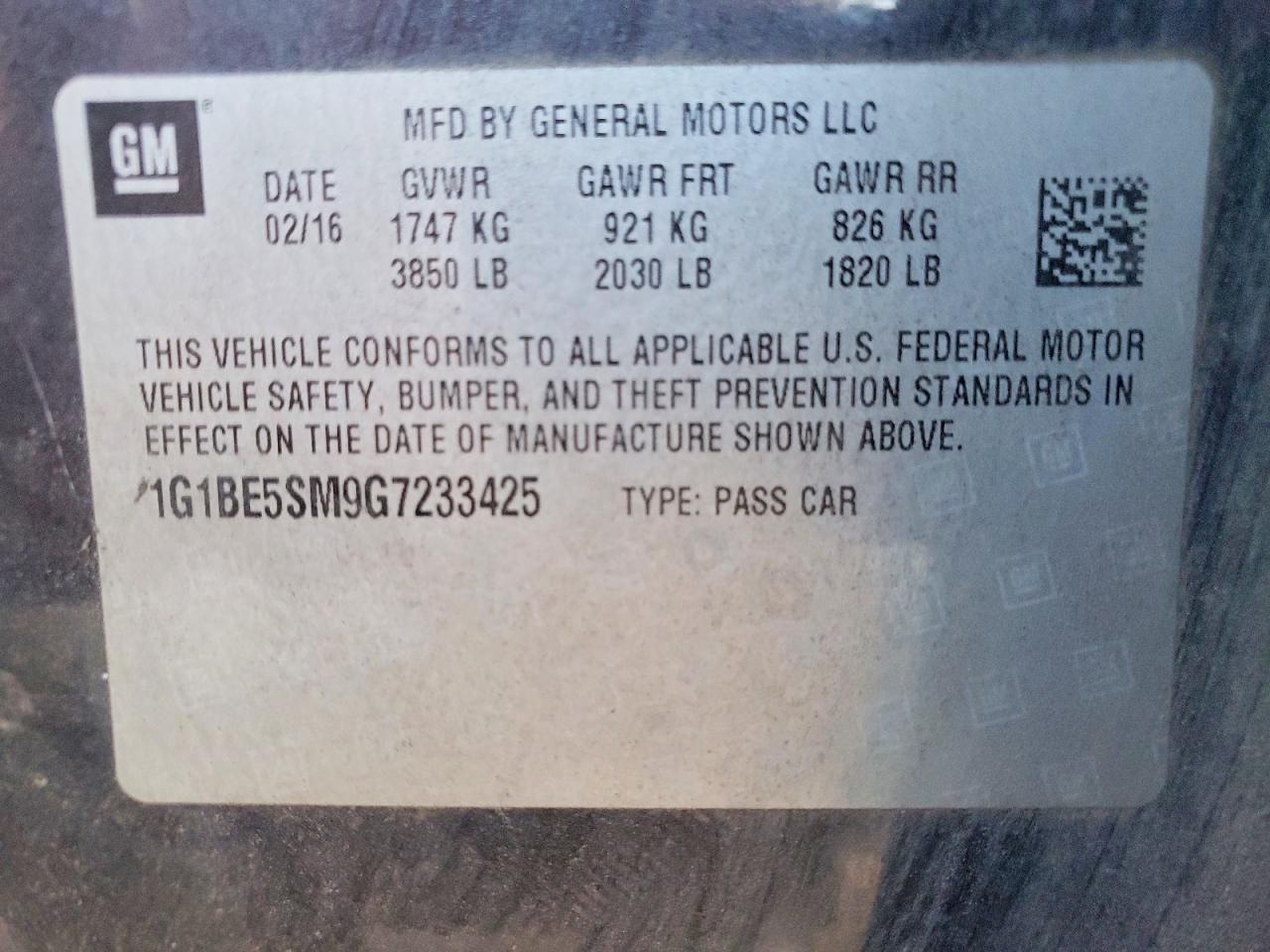 2016 Chevrolet Cruze lt