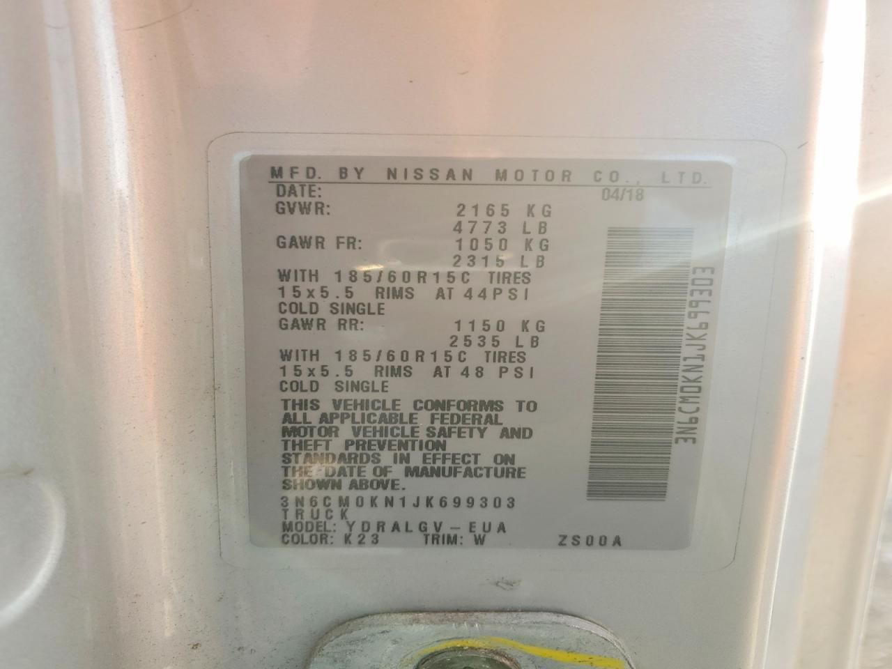 2018 Nissan NV200 2.5S