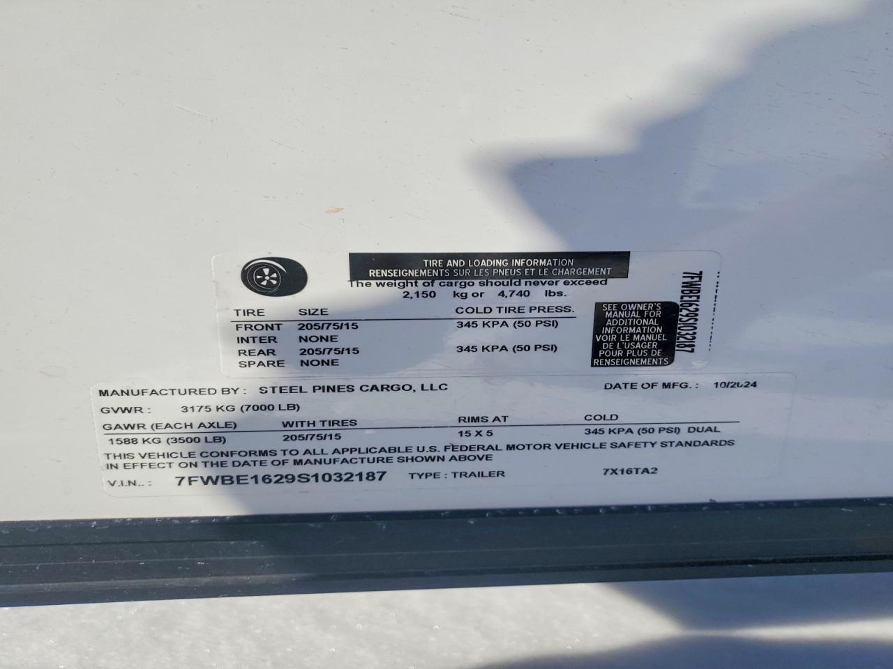 2025 Steel Pines Cargo 7X16TA2 Enclosed Cargo Trailer