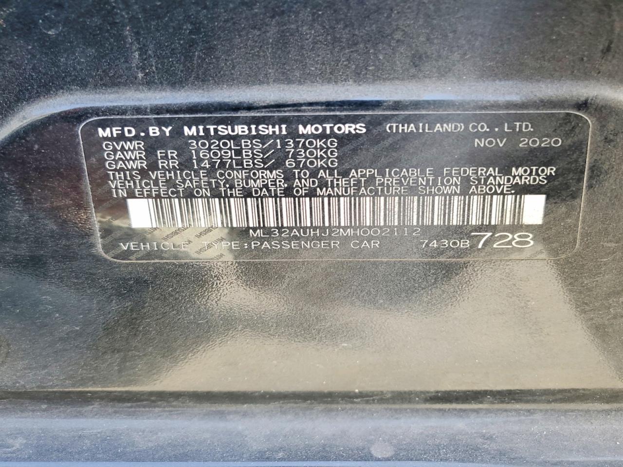 2021 Mitsubishi Mirage es