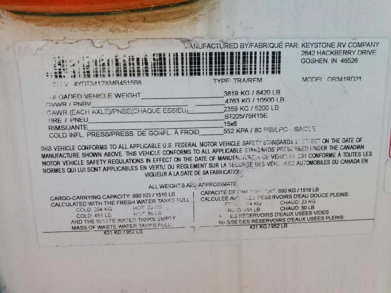 2021 Keystone Outback 341RD