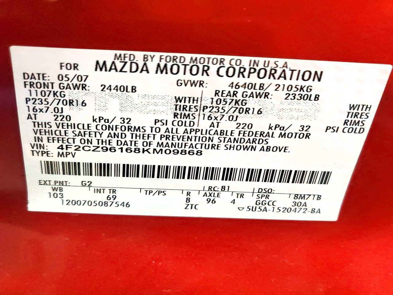 2008 Mazda Tribute s