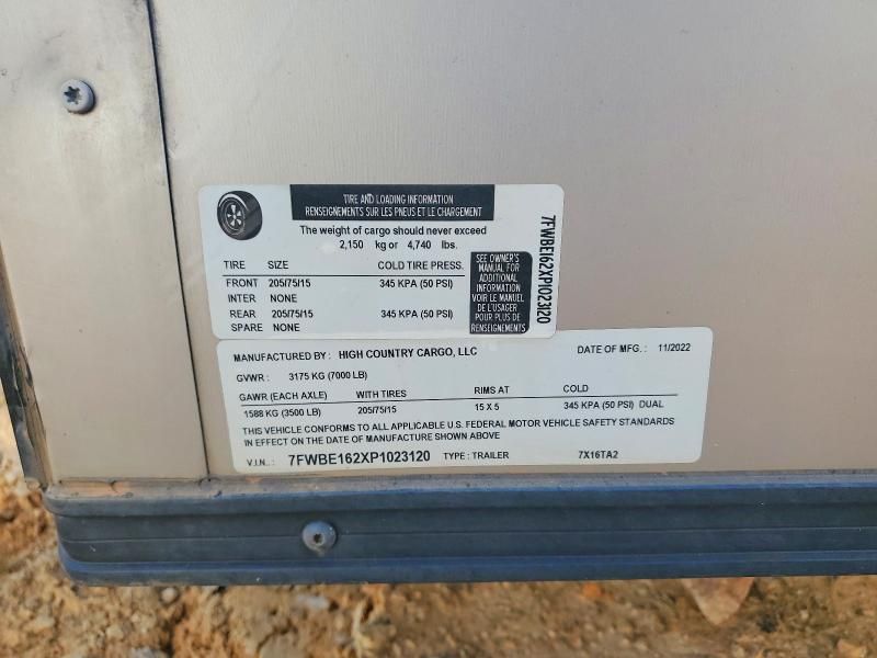 2023 High Country Cargo 7x16ta2 Enclosed Cargo Trailer