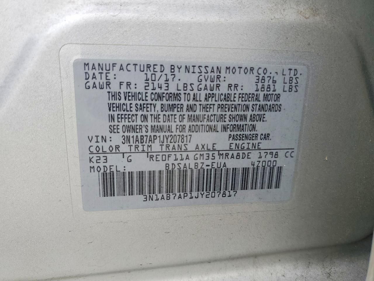 2018 Nissan Sentra s