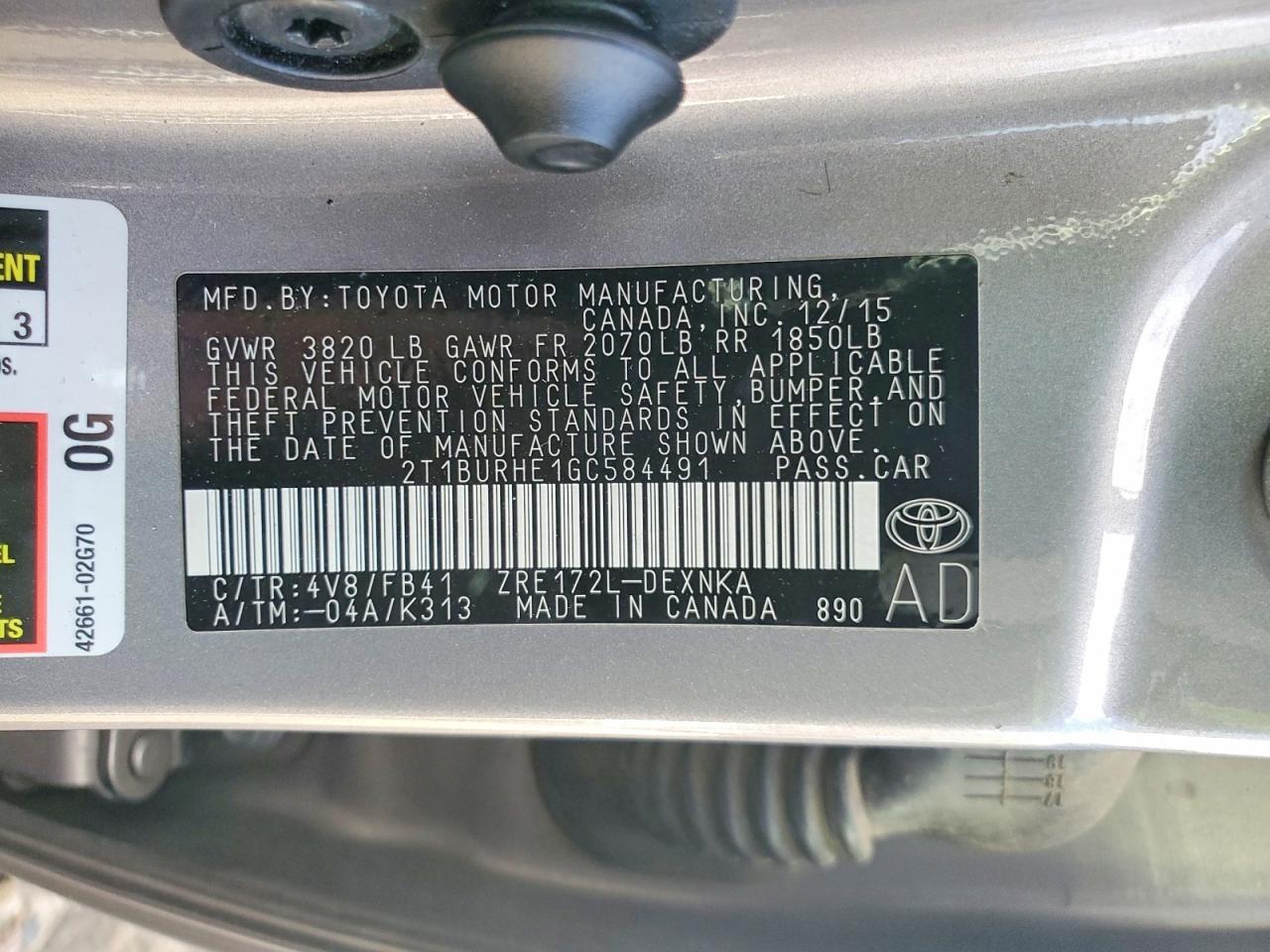 2016 Toyota Corolla l