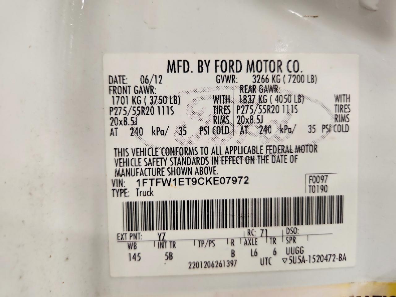 2012 Ford F150 Supercrew