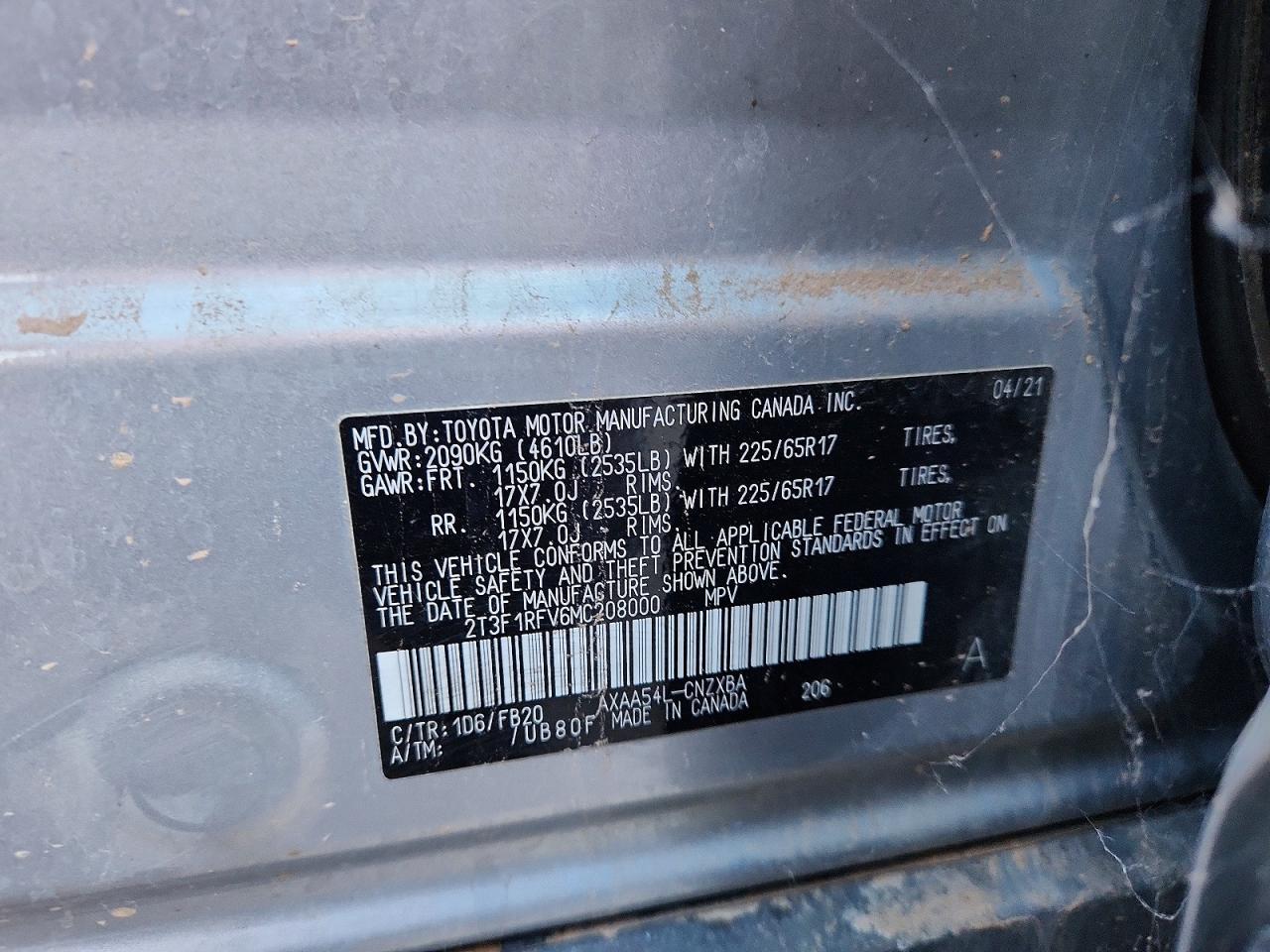 2021 Toyota Rav4 le
